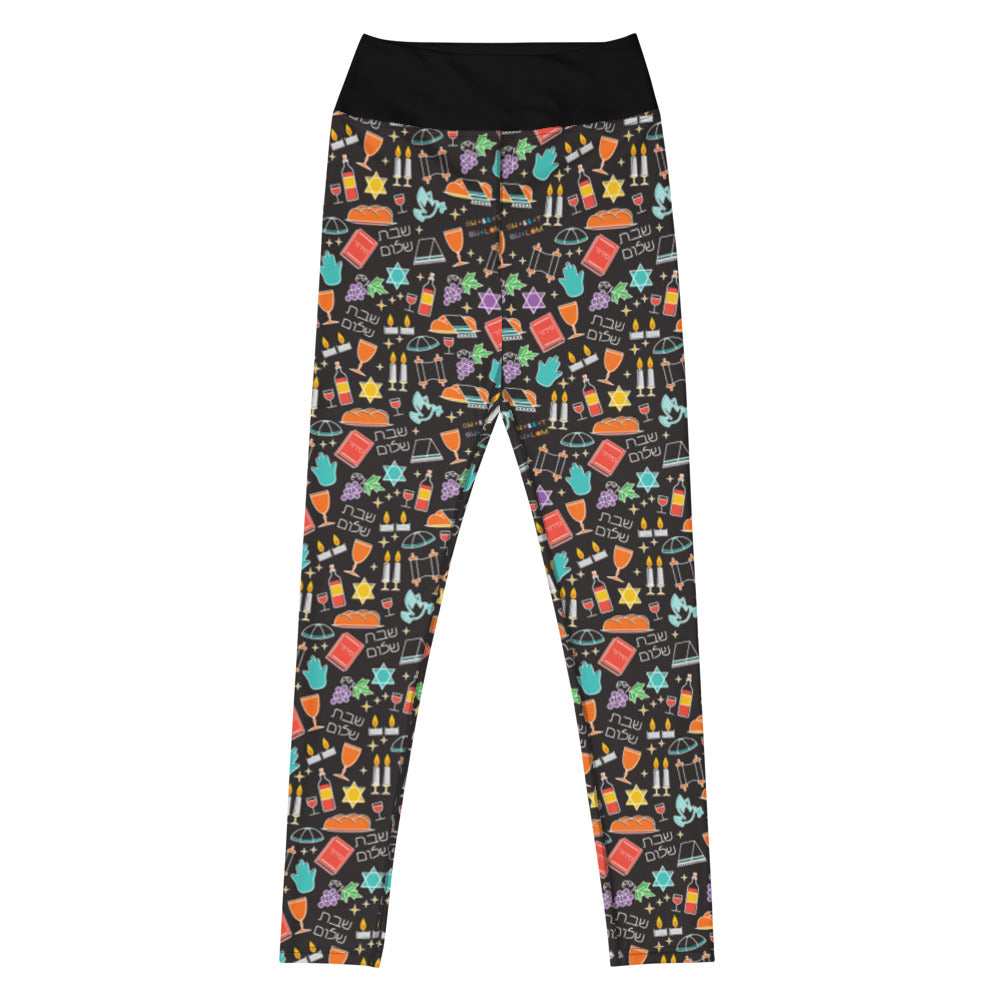 Shabbat Shalom Yoga Leggings